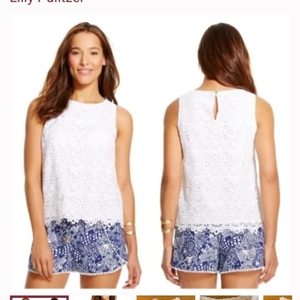 Lilly Pulitzer White Open Lace Crochet Tank Top XS